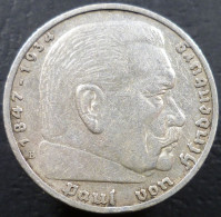 Germania - 5 Reichsmark 1936 E - Paul Von Hindenburg/Aquila Senza Svastica - KM# 86 - 5 Reichsmark