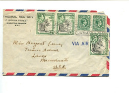 JAMAIQUE - Affranchissement Sur Lettre Par Avion - George VI - Jamaïque (...-1961)