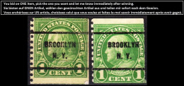 USA Precancels New York 1923 Sc597 1c Franklin, Coil. BROOKLYN / N. Y. Defect - Prematasellado