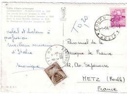 TAXE N°92 (y&t) Metz RP 4 Septembre 1962 - CP Italie N°829 (y&t) 1 Septembre 1962 - CP Courmayeur - 1960-.... Brieven & Documenten