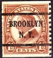USA Precancels New York 1925 Sc598 1½c Harding, Coil. BROOKLYN / N. Y. Defect - Prematasellado
