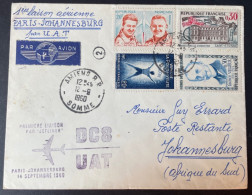 Lettre Par Avion Pour Afrique Du Sud 1ere Liaison Aerienne Paris Johannesburg Par Jetliner 1960 - 1927-1959 Storia Postale