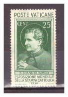 VATICANO - 1936 - Esposizione Mondiale Della Stampa Cattolica Cent. 25  *TL - Neufs