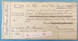 ● LILLE 1820 Compagnie Française Du Phénix - M. Briansiaux 28 Rue De Roubaix - Nord - Prime D'assurance - Bank En Verzekering