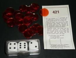 Rare Jeu De 421 Avec Dés, Jetons Plastique Et Notice - Autres & Non Classés