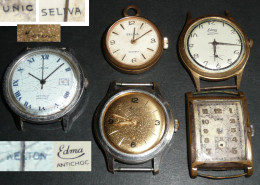 Pour Pièces/à Restaurer Lot 5 Montres Mécaniques Homme UNIC KELTON SELIVA MORENO - Montres Anciennes