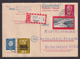 DDR Einschreibe Ganzsache P 65 A + Eisenbahn Ungezähnt Uhingen Württemberg N. - Cartes Postales - Oblitérées