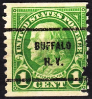 USA Precancels New York 1923 Sc597 1c Franklin, Coil. BUFFALO / N.Y. Defect - Prematasellado