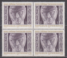 1972 , Mi 1387 ** (2) -  4er Block Postfrisch - 900 Jahre Diözese Gurk - Storia Postale