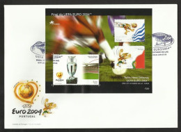 Portugal Football Euro 2004 Cachet Finale Portugal V Grèce Drapeaux Soccer Final Match Portugal V Greece Flags Postmark - FDC