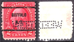 USA Precancels New York 1926 Sc834/A 2c Washington, P.11x10½. BUFFALO / N.Y. + Perfin - Prematasellado