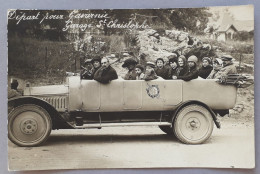 Carte Postale Fantaisie, "Départ Pour Gavarnie, Garage St Christophe", MG Gahou, Lourdes, Voiture Ancienne, Vers 1900 - Bus & Autocars