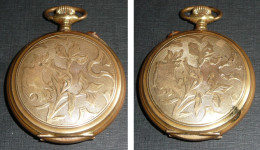 Rare Montre à / De Gousset Vintage Décor Art Nouveau, Chronomètre, Métal Doré - Horloge: Zakhorloge