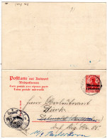 DP Marokko 1906, 10 C/10 Pf Doppelkarte Gebr. V. Tanger N. Detmold U. Paderborn - Morocco (offices)