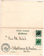 DP Marokko 1900, 5 C./5 Pf. Doppelkarte M. 5 C. Zusatzfr. V. Larasch N. Bayern - Maroc (bureaux)