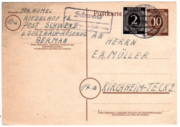 1947, Landpoststempel SCHWEND über Sulzbach-Rosenberg Auf Ganzsache M. Zusatzfr. - Otros & Sin Clasificación