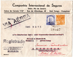 Brasilien 1937, 5000+600 R. Auf Luftpost Einschreiben Drucksache N. Deutschland. - Storia Postale