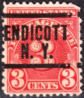 USA Precancels New York 1931 Sc DUE J82 3c P.11x10½ ENDICOTT / N.Y. - Prematasellado