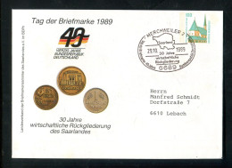 BUNDESREPUBLIK DEUTSCHLAND - 1989, Privatganzsachenumschlag "wirtschaftliche Rueckgliederung Saarland" SSt. (B2351) - Enveloppes Privées - Oblitérées