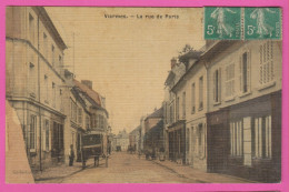 D95 - VIARMES - LA RUE DE PARIS - Personnes - Calèche - Charrettes - Carte Colorisée Et Tramée - Viarmes