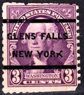 USA Precancels New York 1932 Sc720 3c Washington. GLENS FALLS / NEW YORK Defect - Prematasellado