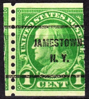 USA Precancels New York 1923 Sc597 1c Franklin, Coil. JAMESTOWN / N. Y. Defect - Prematasellado