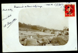Historique Cpa Carte Photo Du 75 En 1907 Traversée De Paris à La Nage Au Niveau Du Pont De Sully      MAI24-23 - Die Seine Und Ihre Ufer