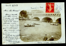 Historique Cpa Carte Photo Du 75 En 1907 Traversée De Paris à La Nage Au Niveau Du Pont De Bercy     MAI24-23 - The River Seine And Its Banks