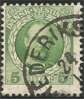 312 Danish West Indies Frederic VIII 1907 5 Ore Green Vert (DWI-40) - Danish West Indies