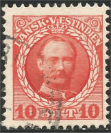 312 Danish West Indies Frederic VIII 1907 10 Ore Rouge Red (DWI-51) - Danish West Indies