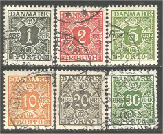 300 Denmark 1921-30 Taxe Postage Due 6 Differents (DMK-90) - Strafport