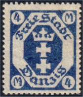 296 Danzig 4 M Bleu Sans Gomme (DAN-31) - Neufs