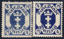 296 Danzig 4 M Bleu Deux Couleurs MH * Neuf CH (DAN-30) - Mint