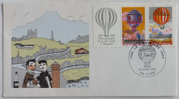 GUIGNOL LYON - Timbres Montgolfière / Cachet Le Flesselles LYON 1984 - Enveloppe Philatélique Commémorative  - Airships