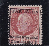 Pétain 1Fr50, Surcharge Par Avion, Bâtiment De Ligne "Richelieu" - Correo Aéreo Militar