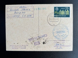 DUTCH ANTILLES CURACAO 1976 FIRST FLIGHT POSTCARD BRUSSELS TO HAVANA 06-04-1976 NEDERLANDSE ANTILLEN - Curazao, Antillas Holandesas, Aruba