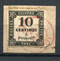 !!! TAXE N°2 OBLITERATION ROUGE SUR FRAGMENT. RR - 1859-1959 Gebraucht