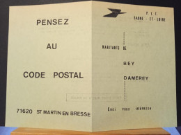 Code Postal, Carte D'information " Pensez Au Code Postale" 71620  Saint Martin En Bresse - Lettres & Documents