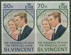 St. Vincent 1973 Hochzeit Prinzessin Anne & Mark Phillips 337/38 Postfrisch - St.Vincent (...-1979)