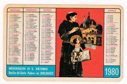 Calendarietto - Messaggero Di S.antonio  - Basilica Del Santo - Padova - Anno 1980 - Formato Piccolo : 1971-80