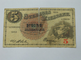 Suède -5 Fem  Kronor 1952 - Suède - Sveriges Riksbank   **** EN ACHAT IMMEDIAT **** - Sweden