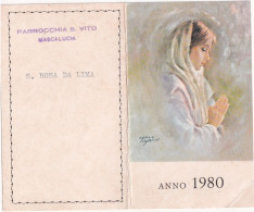 Calendarietto - Parrocchia S.vito - Mascalucia - S.rosa Da Lima - Anno 1980 - Formato Piccolo : 1971-80