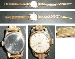 Rare Ancienne Montre Bracelet Mécanique Métal Plaqué Or, KELTON Armachoc - Antike Uhren