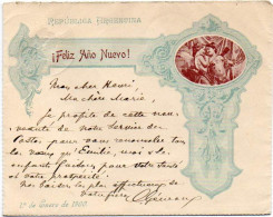 ARGENTINA 1899 - Entire Letter Sheet Of 5c Libertad Large Head Blue Gj SZC 5A. New Year Greetings To Ermont, France - Storia Postale