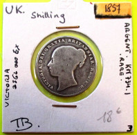 Royaume Uni, 1 Shilling 1857 En TB, Angleterre, Argent, Silver, Grande Bretagne. - Andere & Zonder Classificatie