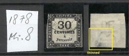 FRANCE 1878 Postage Due Chiffre A Percevoir Taxe Michel 8 Portomarke O NB! Small Thinned Place - 1859-1959 Usados