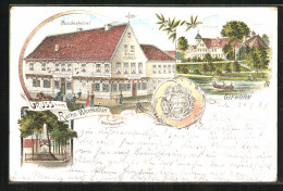 Lithographie Gifhorn, Bundeshotel Raths-Weinkeller, Schloss  - Gifhorn