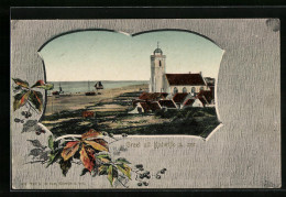 AK Katwijk A. Zee, Ortsansicht Mit Kirche Vor Dem Meer  - Katwijk (aan Zee)