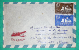 LETTRE PAR AVION ST PIERRE ET MIQUELON FRANCE LIBRE 2FR + 10FR CROISEUR JEANNE D'ARC POUR PARIS 1943 COVER FRANCE - Posta Marittima