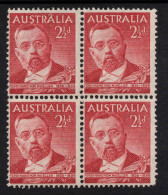 AUSTRALIA 1948 2.1/2d LAKE '"SIR FERDINAND VON MUELLER " (BOTANIST) BLOCK OF (4)  MNH, - Blocks & Sheetlets